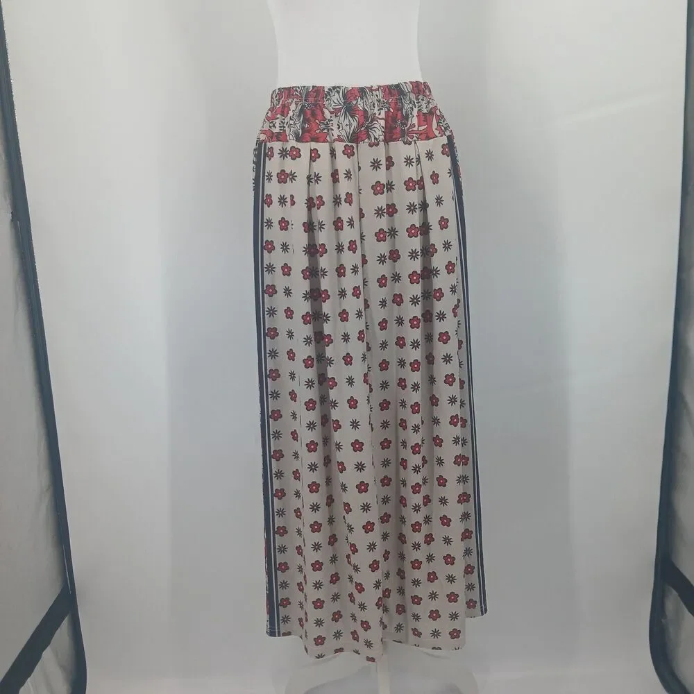 womans metrowear size large maxi skirt red and cream floral paisley teacher